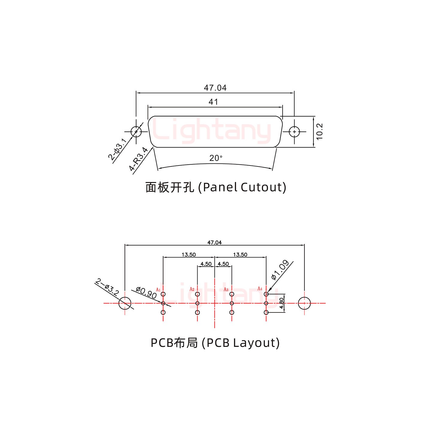 4V4公PCB直插板/鉚魚(yú)叉7.0/射頻同軸50歐姆