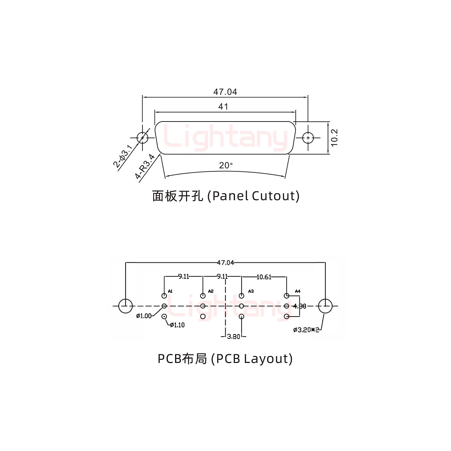 4W4公PCB直插板/鉚魚(yú)叉7.0/射頻同軸50歐姆
