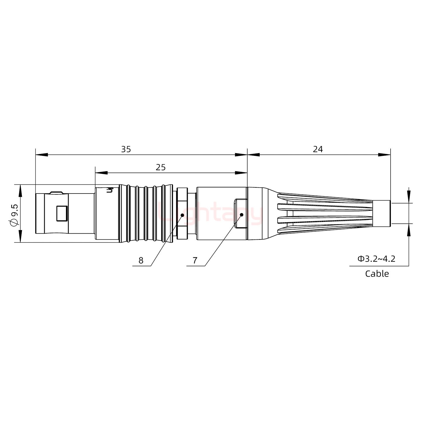 FGA.0B.005.CLAD42Z帶護套直式插頭